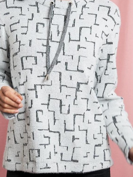 Flauschpullover von Seidel, weiss/grau, made in Germany C3324-11